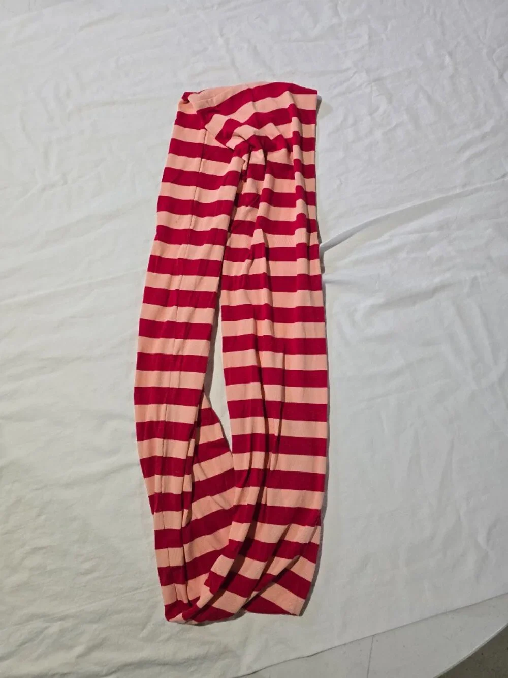 Ruffle Girl Infinity Scarf – Pink and Peach Striped – Lightweight Accessory